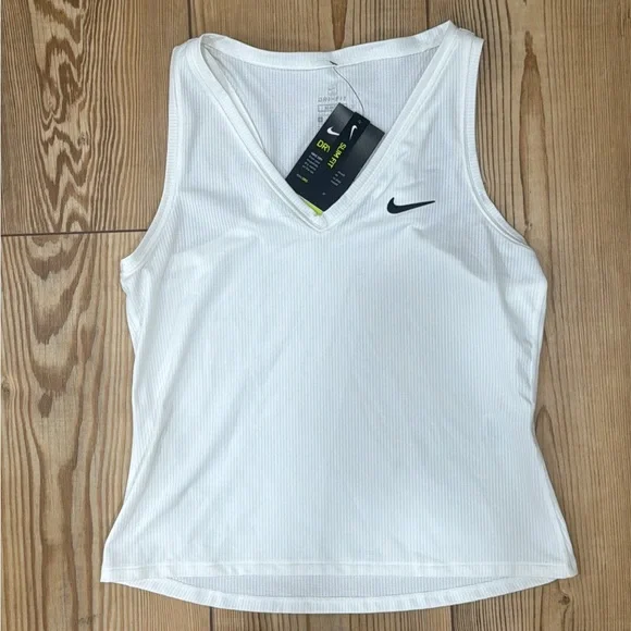Nike Women's White V-Neck Tank Top - Picture 1 of 2